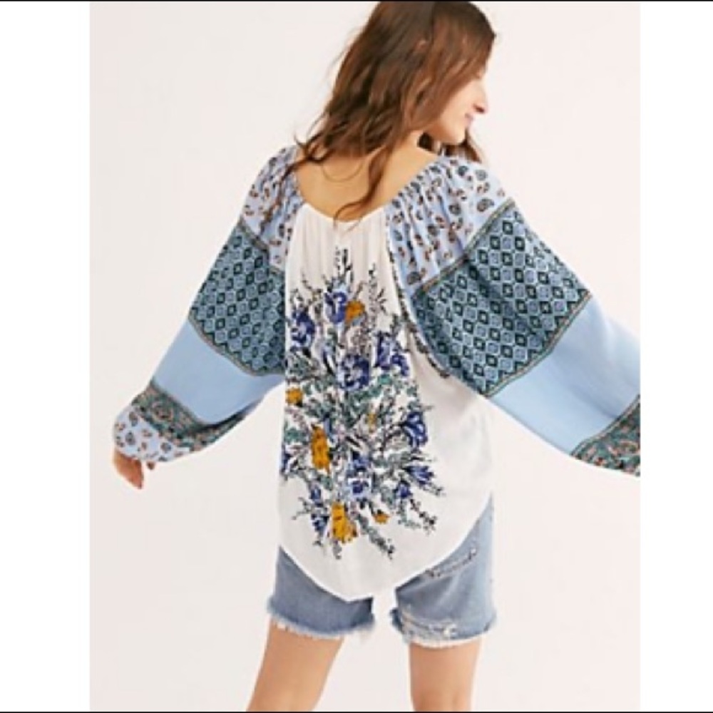 Free People Postiano Printed Blouse